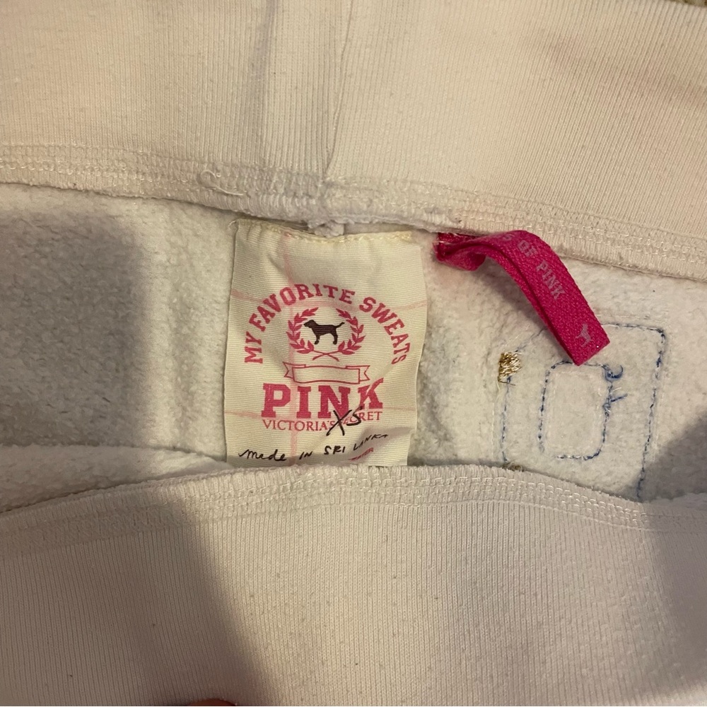 Y2K White Victoria’s Secret Pink sweatpants with blue accents size XS - Picture 3 of 7